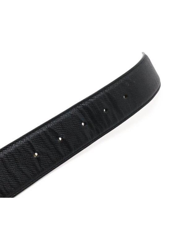 Bvlgari Belt Round Logo Buckle Gray Leather Black Silver 110 Actual 87.5 cm Cut main image 9